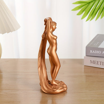 Golden Yoga Goddess Ornament: Exquisite Statue for Elegant Home and Office Décor