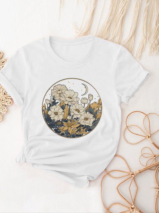 This Floral Finesse T-Shirt is perfect for spring and summer with its lightweight and casual short sleeve design. The vibrant floral print adds a touch of elegance to any outfit. Crafted with quality materials, this t-shirt offers both comfort and style.