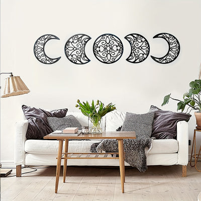 Add a spiritual touch to your home décor with this Nordic Bohemian Metal Art Black Moon. This 3D wall mount is made of natural materials and features intricate details like cutout stars and a crescent moon, perfect for creating a festive winter atmosphere this holiday season.