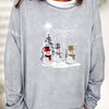 Stay Stylish and Festive with our Christmas Snowman Print Sweatshirt: A Casual and Comfortable Long Sleeve Crew Neck for Women!