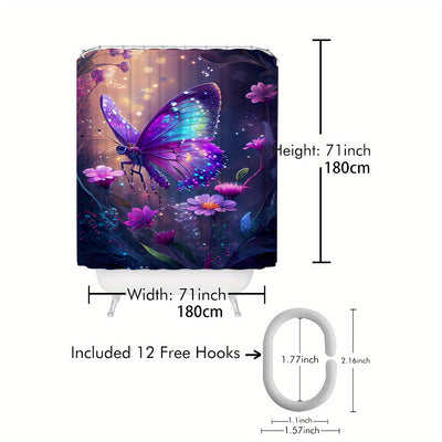 Beautiful Shiny Butterfly Shower Curtain: A Budget-Friendly, Waterproof Addition to Enhance Your Bathroom Décor and Partition Space