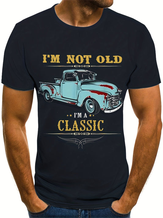 This vintage-inspired, comfy graphic tee features a unique car and letter pattern that adds a touch of nostalgia to any summer outfit. Made with quality materials, it's the perfect choice for men who want both style and comfort. Makes for a great gift option for any man in your life.