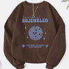 Glamorous Geometric Infusion: Bejeweled-Letter Graphic Print Sweatshirt for Women