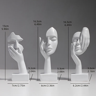 Sleek and Chic: 3-Piece Modern Resin Sculpture Set for Living Room and Home Décor+