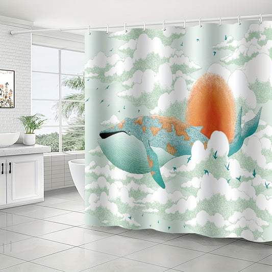 Ocean Adventures: 3D Waterproof Whale Shower Curtain for Kids' Bathrooms