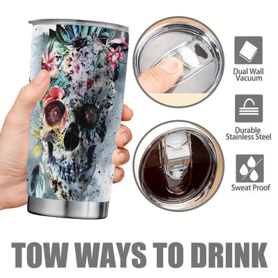 20oz Day of the Dead Stainless Steel Tumbler: Stylish and Insulated Travel Mug for Halloween Gifts