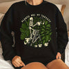 Stylish and Spooky: Women's Plus Size Halloween Casual Sweatshirt with Skull Plants Slogan Print