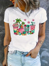 Fun and Refreshing: Cartoon Drink Print T-Shirt for Women's Spring/Summer Wardrobe