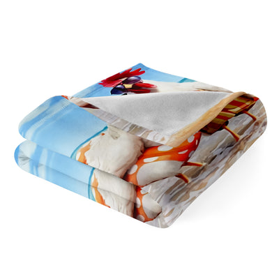 Funky Rooster Dreams: A Cozy Digital-Printed Flannel Blanket for Ultimate Comfort and Style in Any Space