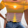 Sunset Vibes: Women's Casual Top for Summer and Spring - A Printed T-Shirt for Effortless Style