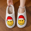 Festive Cartoon Christmas Deer Print Slippers: Slip-On, Non-Slip, Warm and Cozy Indoor Shoes