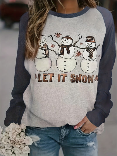 Stay cosy this winter in the Festive Winter Charm Sweatshirt. Boasting a captivating snowman snowflake print, this comfortable garment is a perfect casualwear choice for women. The soft cotton-blend fabric ensures all-day comfort, and promises to keep you warm no matter the weather.