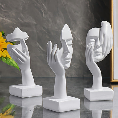 Sleek and Chic: 3-Piece Modern Resin Sculpture Set for Living Room and Home Décor+