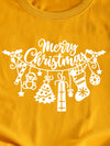 Festive Christmas Elements Print Tee: A Casual and Stylish Addition to Women's Wardrobes!