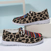 Stylish Leopard & Striped Color Print Canvas Sneakers for Women - Comfortable Lace-Up Low Top Slip-Ons for Walking and Fashion