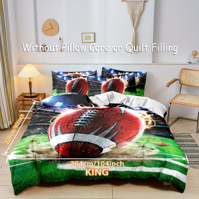 Football Frenzy: 3-Piece Duvet Cover Set for Cozy Bedrooms and Guest Rooms