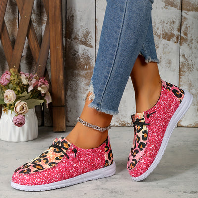 Stylish and Comfortable Women's Leopard Print Canvas Shoes: Lightweight Lace-Up Low-Top Sneakers for Casual Outdoor Fashion