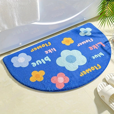 Flower Patterned Non-Slip Bath Rug: Soft, Quick-Drying Mat for Home, Kitchen, and Bathroom