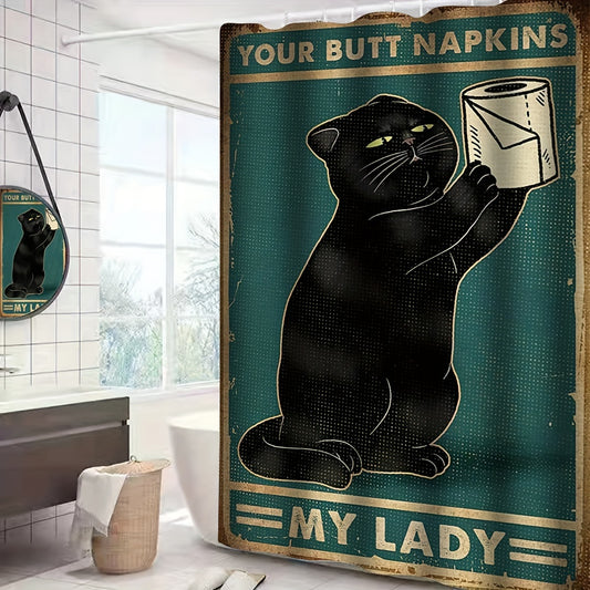 Black Cat Pattern Shower Curtain Set: Transform Your Bathroom with Style and Charm