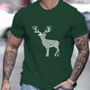 Christmas Deer Creative Pattern Men's T-Shirt: A Stylish Crew Neck Top for Outdoor Summer Wear