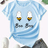 Buzzworthy Spring & Summer: Cartoon Funny Bee Print Crew Neck T-Shirt - Cute & Stylish Women's Clothing