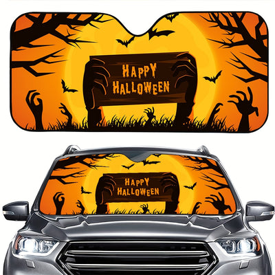 Celebrate Halloween safely and in style with this Spooktacular Printed Folding Car Windshield Sunshade. Protect your car from the sun's UV rays, while displaying the joys of the season with this festive, printed design. Perfect for decorating your car for your favorite holiday, and for keeping your vehicle safe and sound.