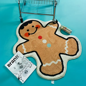 Festive Holiday Delight: Christmas Gingerbread Man Rug – A Charming Addition to Your Bathroom Decor