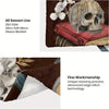 Vintage Halloween Horror Flannel Throw Blanket - Skull, Pumpkin, and Book Print Design