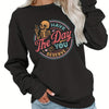 Colorfull Skeleton & Letter Print Pullover Sweatshirt, Casual Long Sleeve Crew Neck Sweatshirt, Women's Clothing