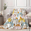Cute Cartoon Cat Print Double-Sided Flannel Blanket: The Perfect All-Season Throw Blanket for Cozy Comfort and Stylish Home Décor