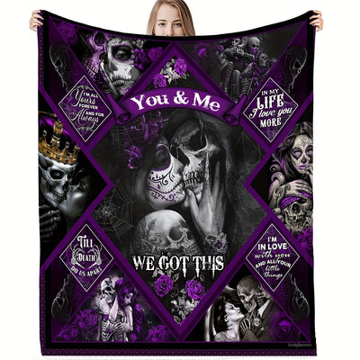 Goth Beauty Skull Pattern Flannel Blanket: The Ideal Halloween Gift for Cozy Nights