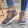 Cozy and Stylish: Women's Ethnic Geometric Pattern Slip-On Thermal Lined Flat Fuzzy Shoes for Winter