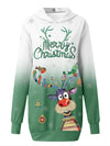 Festive Christmas Elk Print Hooded Long Sweatshirt: Stay Cozy and Stylish with this Women's Clothing Essential!