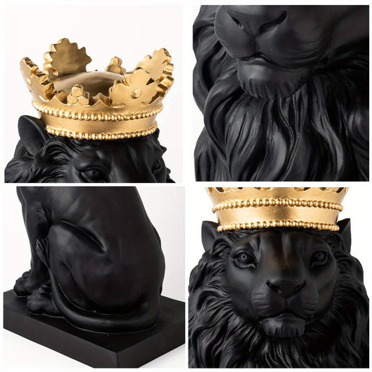 Black Lion King Statue: Majestic Collectible Figurine for Home Decor and Best Gift for Men
