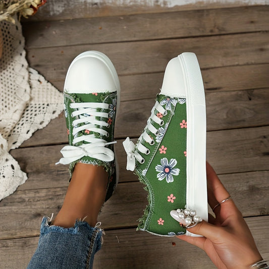 This stylish sneaker features a classic flower printed canvas upper with a low top lace-up design that ensures a comfortable fit and reliable support. With its breathable construction, your feet will stay comfortable all day, making this the perfect shoe for everyday wear.