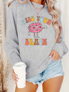 Cute and Comfortable Brain Letter Print Pullover: Women's Long Sleeve Crew Neck Sweatshirt