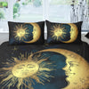 Boho Golden Moon and Sun Hand-drawn Antique Duvet Cover Set - Perfect for Your Guest Room(1*Duvet Cover + 2*Pillowcases, Without Core)