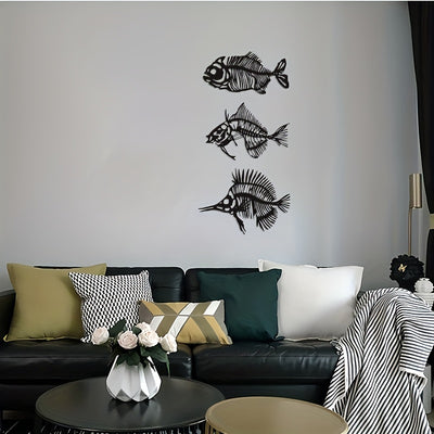 North American Wrought Iron Marine Fish Silhouette Pendant: Exquisite Metal Art for Living Room and Outdoor Décor