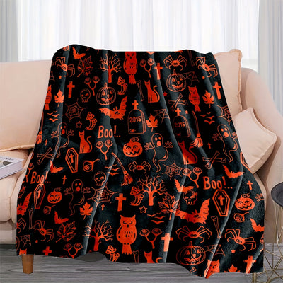 Haunted Halloween Dreams: Ghosts, Pumpkins, Bats, and More - All-Season Comfort Blanket for Friends and Family