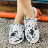Spooktacular Women's Halloween Print Canvas Shoes: Lightweight, Low-Top, White Lace-Up Outdoor Shoes