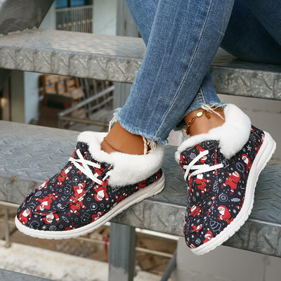 Festive Fun: Women's Santa Claus Print Canvas Shoes - a Casual and Cozy Addition to Your Holiday Wardrobe!