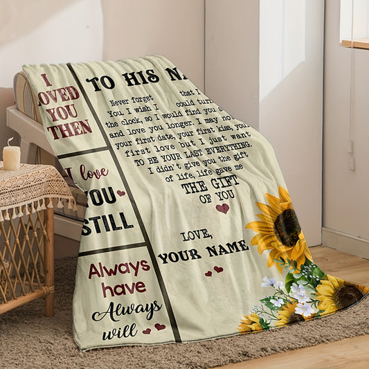 Personalized Flannel Blanket with Letter Printed Envelopes: Warm, Cozy, and Stylish Throw Blanket for Couch, Bed, Sofa, Camping, and Travel