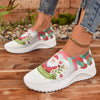 Women's Festive Santa Claus Pattern Sneakers: Lightweight Slip-On Christmas Sport Shoes