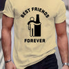 Best Friends Letter Print T-Shirt: Elevate Your Summer Casual Street Style with this Stretch Round Neck Tee Shirt