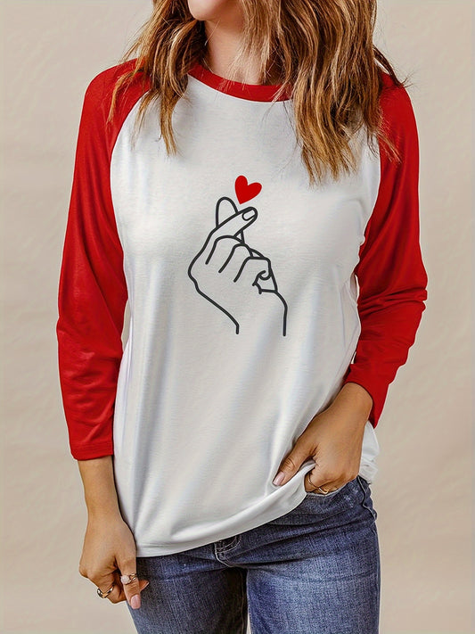 This Heart Fingerprint Crew Neck Long Sleeve T-shirt is the perfect choice for any stylish and casual woman. Made for both spring and fall seasons, it features a unique heart fingerprint design that adds a touch of sophistication to any outfit. Stay comfortable and fashionable with this must-have piece.