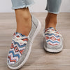 Color Geometric Style Women's Canvas Flat Loafers - Lightweight and Comfortable Walking and Casual Wear