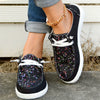 Women's Canvas Shoes with Glitter Star - Comfortable Lace-Up Casual Walking Shoes