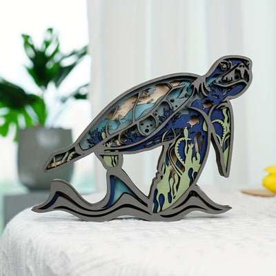 Enchanting Sea Turtle Wooden Art Carving Night Light: A Delightful Gift for Sea Lovers and Home Decor Enthusiasts