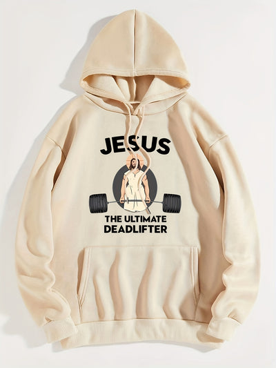 The Jesus Pattern Hoodie: Stay Warm and Stylish in this Casual Drawstring Hooded Sweatshirt for Winter/Fall Women's Clothing