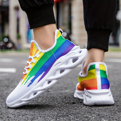 Stride in Style with Rainbow Slip-On Blade Sneakers: Odor-Resistant, Lightweight, and Breathable Athletic Shoes for Men